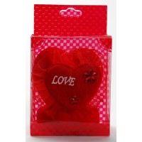 Декоративно музикално сърце от велур и нежен тюл с апликация Love