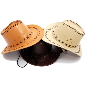 Каубойска шапка еко кожа с декоративна обшивка