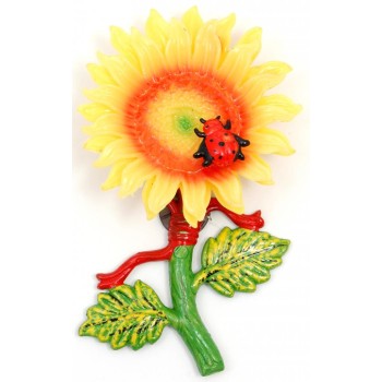 Сувенирна фигурка с магнит - слънчоглед с калинка -15см