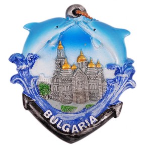 Декоративна магнитна фигурка, декорирана с два делфина - катедрала