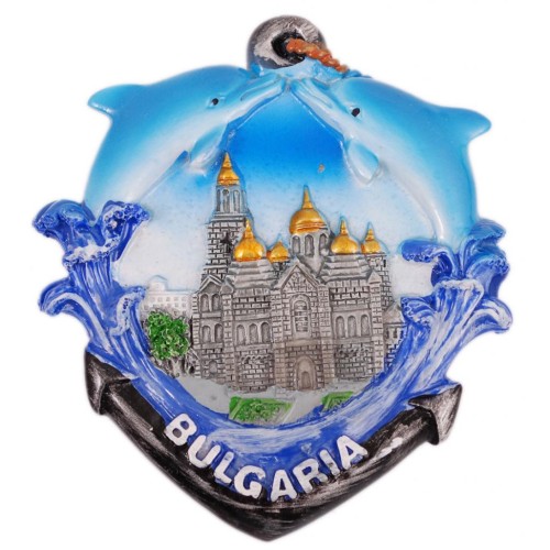 Декоративна магнитна фигурка, декорирана с два делфина - катедрала