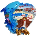 Декоративна гипсова фигурка с магнит -  морски бряг и надпис България