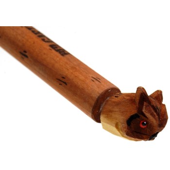Дървена сувенирна свирка с надпис България и глава на животно