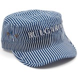 Лятна шапка от плат  - раирана - синьо и бяло