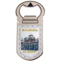 Сувенирна магнитна отварачка - метал - изглед от Рилския манастир