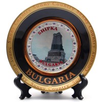Сувенирна чинийка порцелан с пластмасова поставка и кукичка за закачване