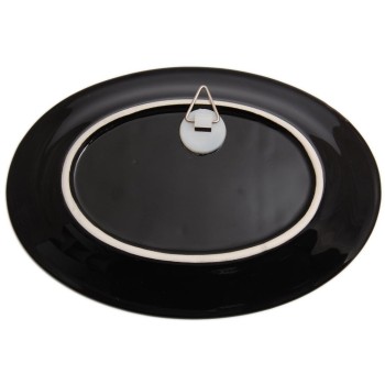 Сувенирна овална чинийка порцелан с пластмасова поставка и кукичка за закачване