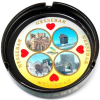 Сувенирен керамичен пепелник с лазарна графика - снимки на Несебър