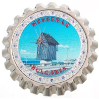 Сувенирна метална отварачка с магнит - капачка - мелница Несебър