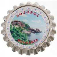 Сувенирна метална отварачка с магнит - капачка - Созопол