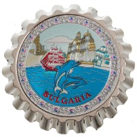 Сувенирна метална отварачка с магнит - капачка - морски мотиви