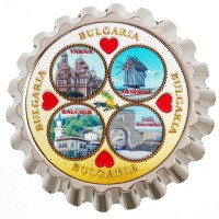 Сувенирна метална отварачка с магнит - капачка - черноморски дестинации