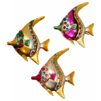 Сувенирна фигурка с магнит - рибка, декорирана с цветни камъни