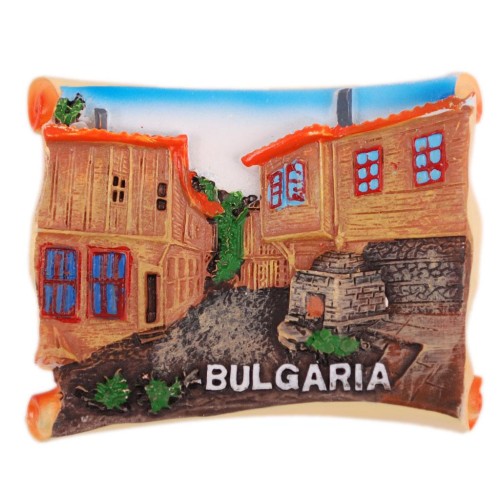 Декоративна фигурка с магнит - старинни къщи