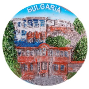 Декоративна релефна фигурка с магнит - старинни къщи