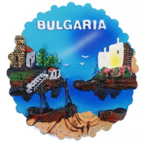 Сувенирна фигурка капачка с магнит - лодки в залив