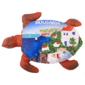 Сувенирна фигурка костенурка с магнит - морски пейзаж