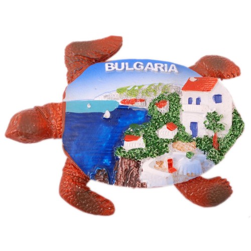 Сувенирна фигурка костенурка с магнит - морски пейзаж