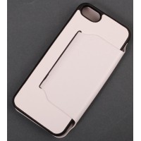Кожен калъф за телефон i PHONE 5 с капак - бял