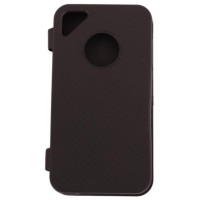 Гумиран калъф за i PHONE 4 с капак - черен