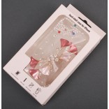Калъф за телефон I5, декориран с цвете - панделка - цвете, бели и цветни камъни