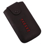 Калъф за телефон iPHONE 4 с капаче с копче, декориран с червен шев