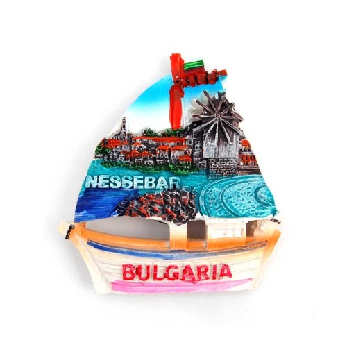 Релефна декоративна фигурка с магнит във формата на лодка - Несебър