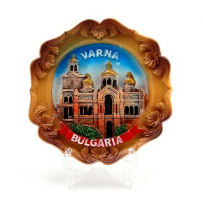 Сувенирна релефна чиния - катедралата във Варна