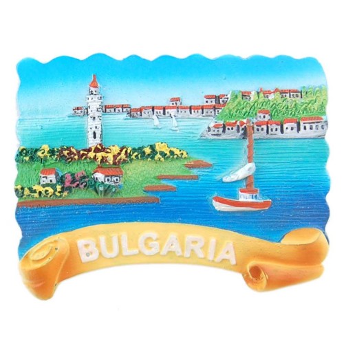 Магнитна релефна фигурка с морски мотиви - лодки и фар, България