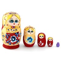 Декоративна дървена фигурка - пет броя матрьошки