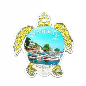 Сувенирна магнитна пластинка във формата на костенурка - капитанска среща, Несебър