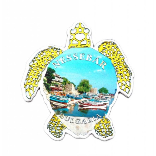 Сувенирна магнитна пластинка във формата на костенурка - капитанска среща, Несебър