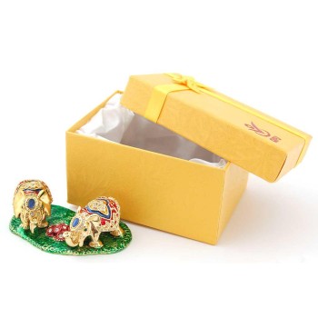 Декоративна метална кутийка за бижута във формата на две слончета - фаберже