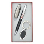 Луксозен подаръчен комплект, включващ химикал, ключодържател и джобен нож