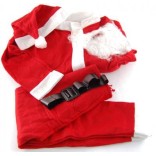 Коледен костюм от полар в бяло и червено - пет части