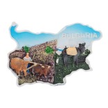 Сувенирна магнитна фигурка във формата на картата на България - магаре и орач с волове, България