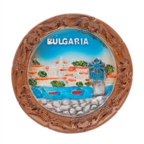 Кръгла магнитна фигурка - старата мелница в Несебър