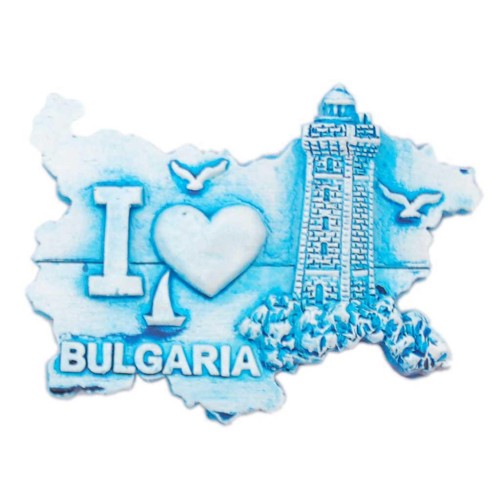Сувенирна магнитна фигурка във формата на карта на България - фар с морски мотиви