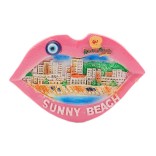 Сувенирна магнитна фигурка във формата на устни - плаж и хотели, Слънчев бряг