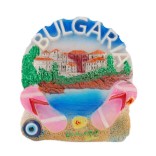 Сувенирна магнитна фигурка с джапанки - плаж с къщи, България
