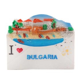 Сувенирна магнитна фигурка във формата на писмо - лодки и къщи с надпис - Аз &hearts; ракия