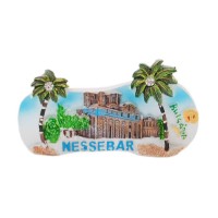 Сувенирна магнитна фигурка с палми - старата църква в Несебър