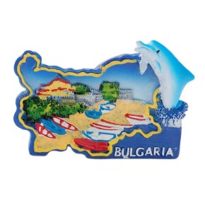 Сувенирна магнитна фигурка във формата на карта на България и делфин - капитанска среща