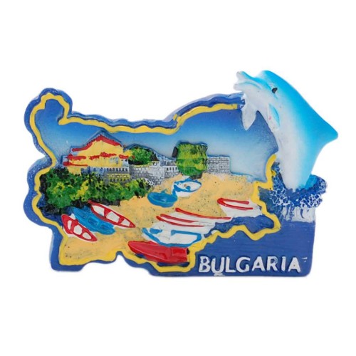 Сувенирна магнитна фигурка във формата на карта на България и делфин - капитанска среща