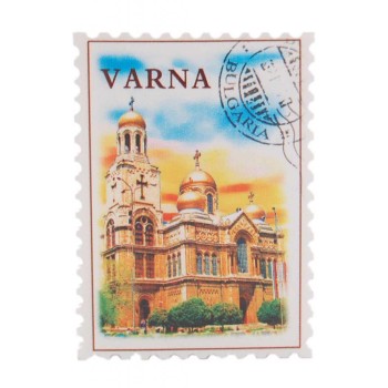 Сувенирна магнитна фигурка във формата на пощенска марка - катедралата във Варна