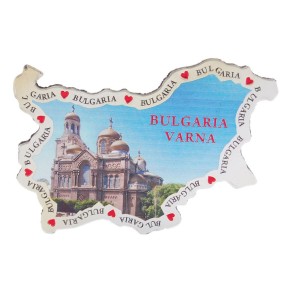 Магнитна пластина във формата на картата на България с лазерна графика - катедралата във Варна