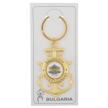Сувенирен метален ключодържател - котва с въртяща се плочка, декорирана с герба на Република България и логото на България