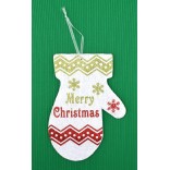 Украса за окачване  - ръкавица с надпис Merry Christmas