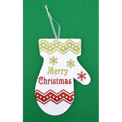 Украса за окачване&nbsp; - ръкавица с надпис Merry Christmas
