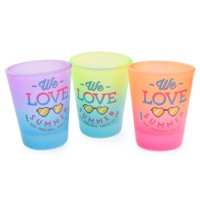 Сувенирна чаша за шот, декорирана със забавно послание - We love summer and Bulgaria love us